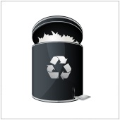 black recycle bin